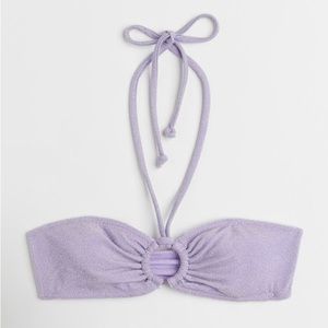 H&M Bandeau Bikini Top Size L Large Light purple/Glitter